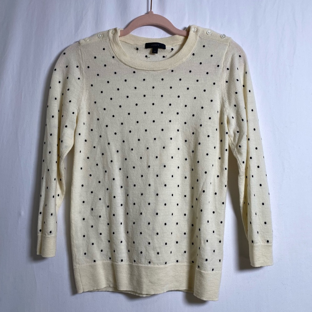 J. Crew Ivory Sweater with Black Dots